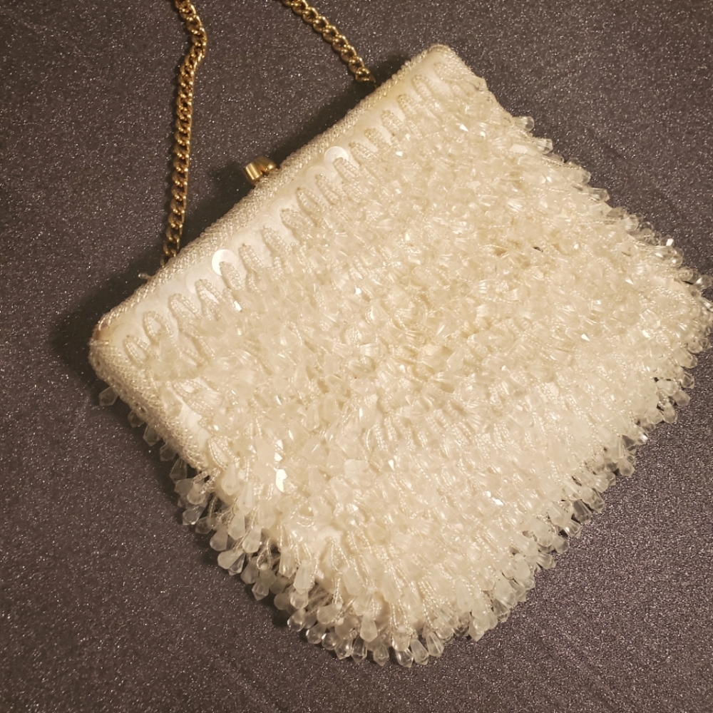 Vintage teardrop beaded hand made bag